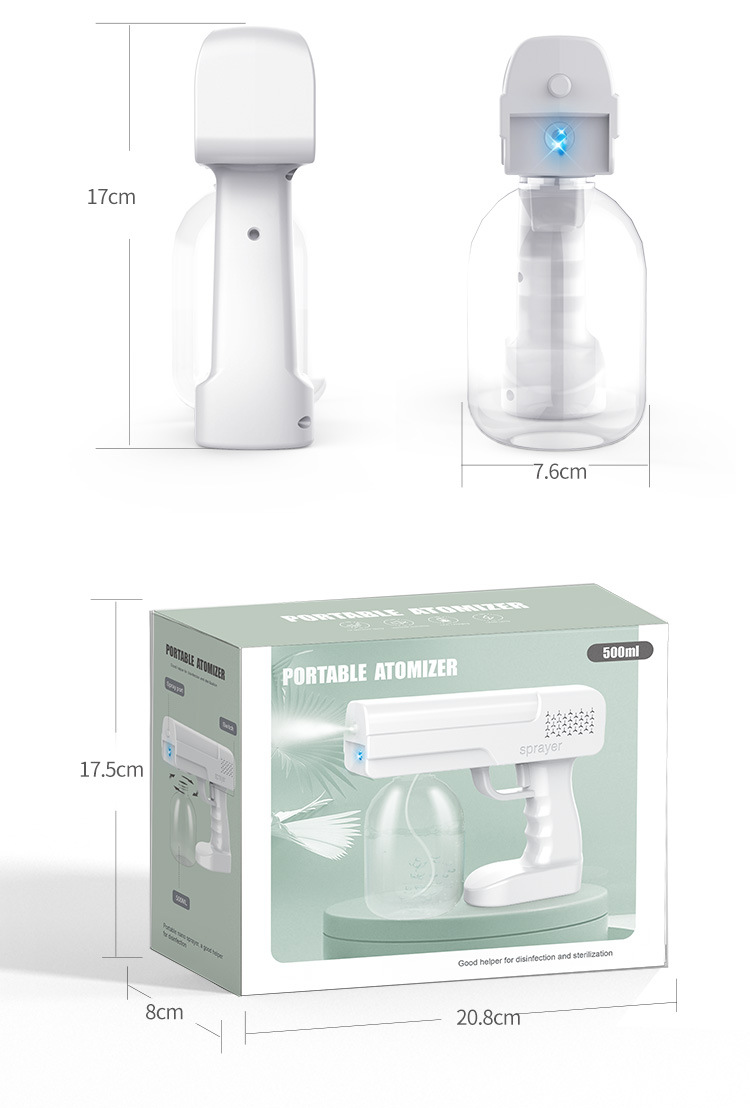 Cross-Border USB Charging Air Pump Atomization Spray Pistol Household Car Portable Wireless Handheld Blue Light Alcohol Sprayer