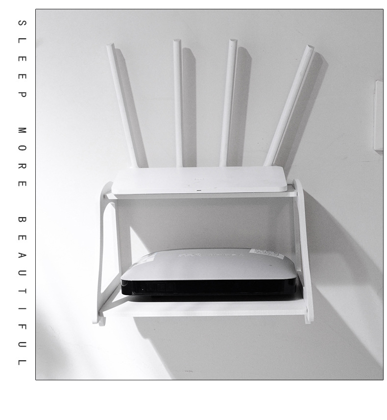 Hollow Double-Layer WiFi Router Storage Rack TV Wall-Mounted STB Shelves Punch-Free Wall-Mounted Storage Rack