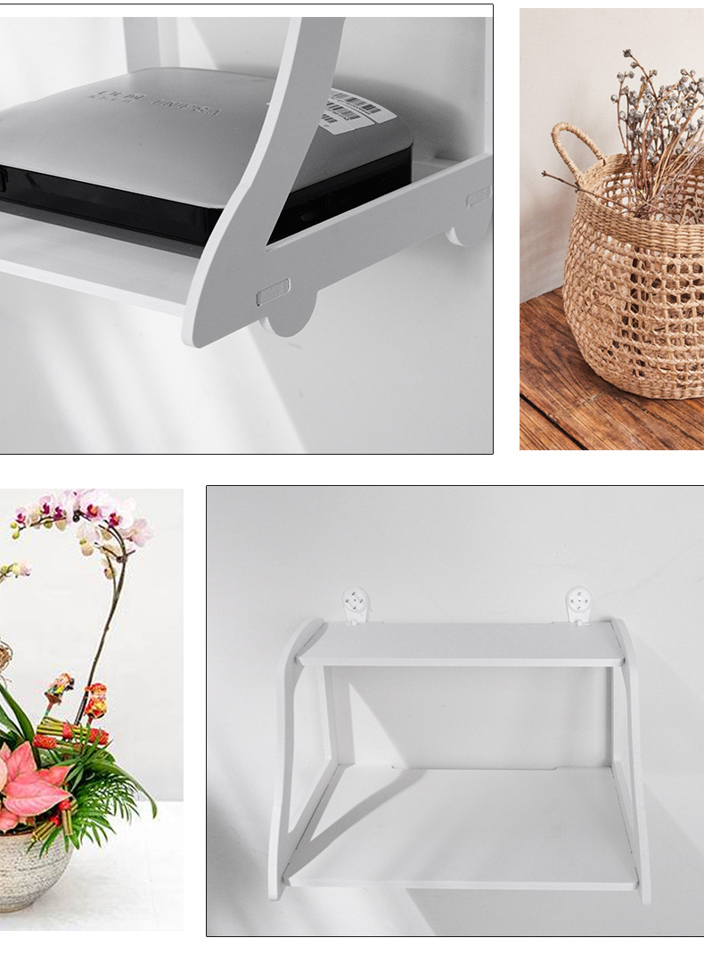 Hollow Double-Layer WiFi Router Storage Rack TV Wall-Mounted STB Shelves Punch-Free Wall-Mounted Storage Rack