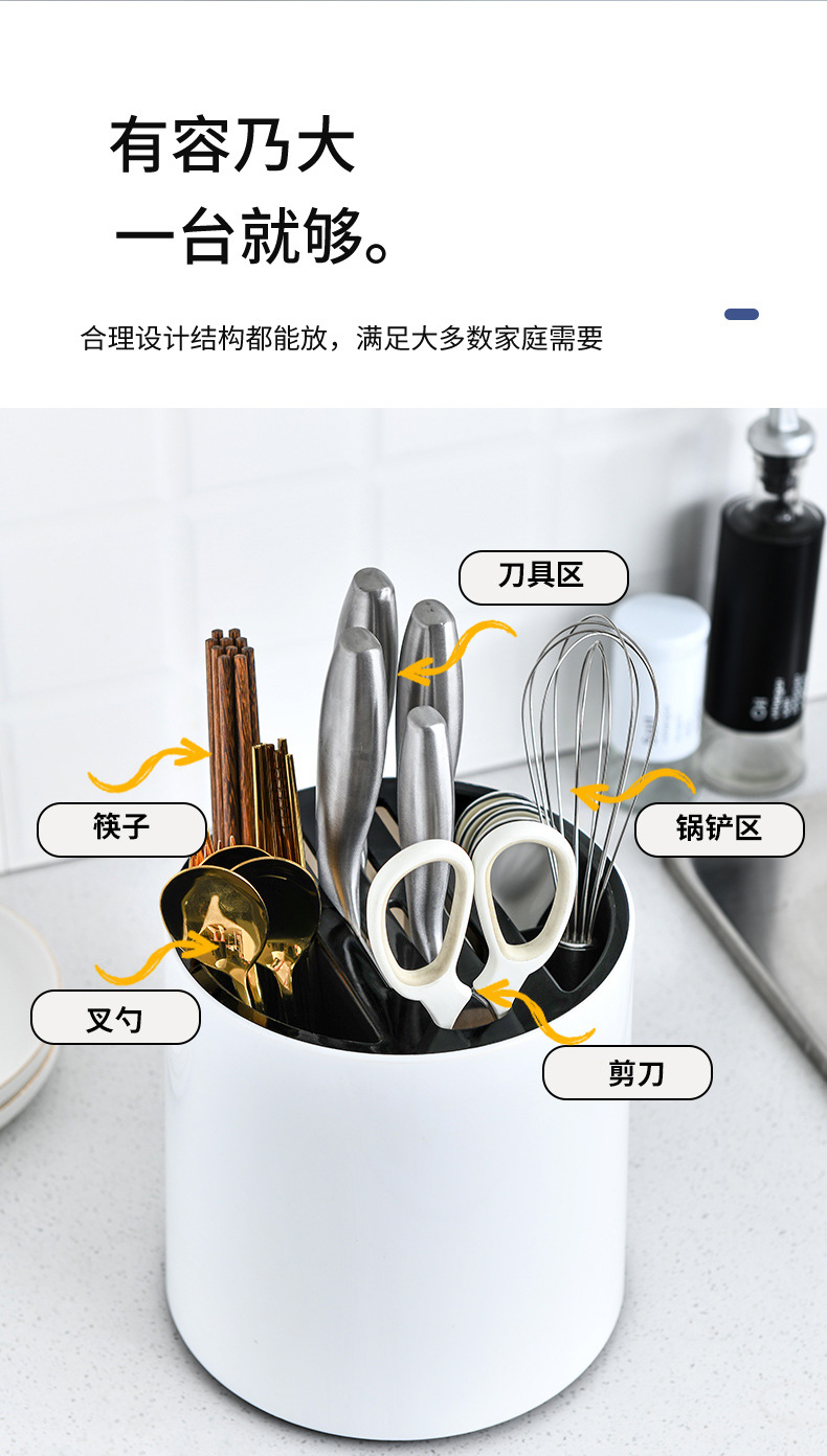 Storage Rack Plastic Knife Holder Storage Rack Kitchen Knife Utensils Knife Spoon Chopsticks Holder Integrated