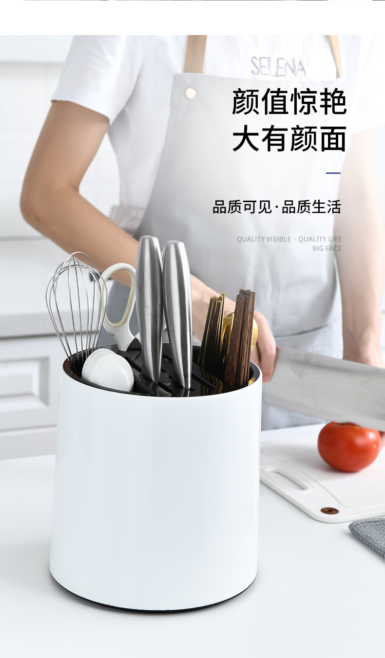 Storage Rack Plastic Knife Holder Storage Rack Kitchen Knife Utensils Knife Spoon Chopsticks Holder Integrated