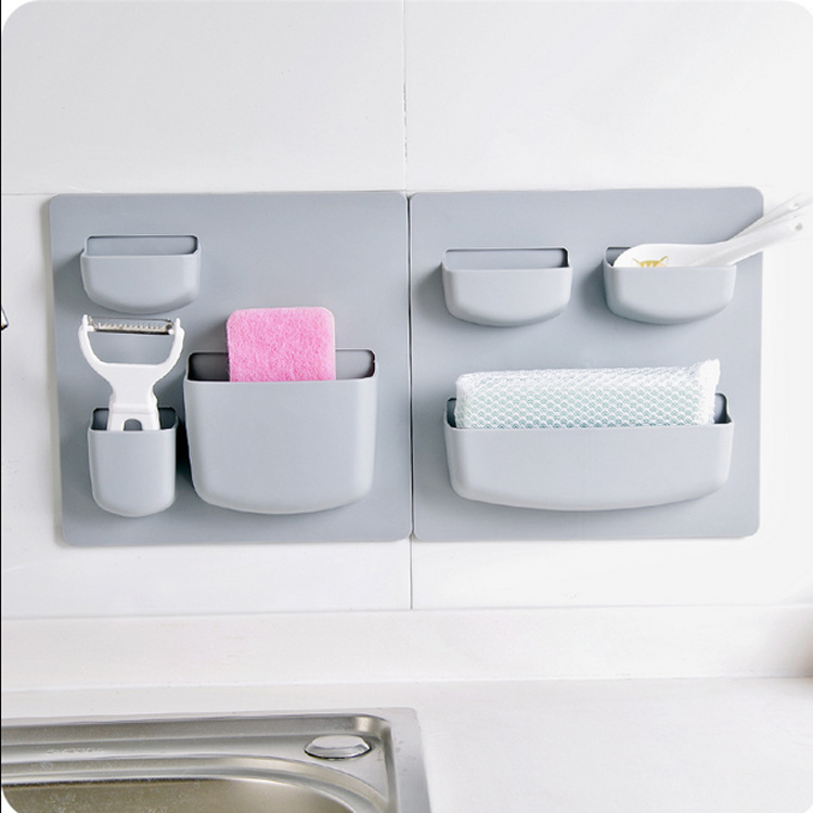 Household Paste Type Wall-Mounted Storage Rack Bathroom Wall Storage Rack Punch-Free Wall-Mounted Storage Rack Kitchen Organizing Shelves