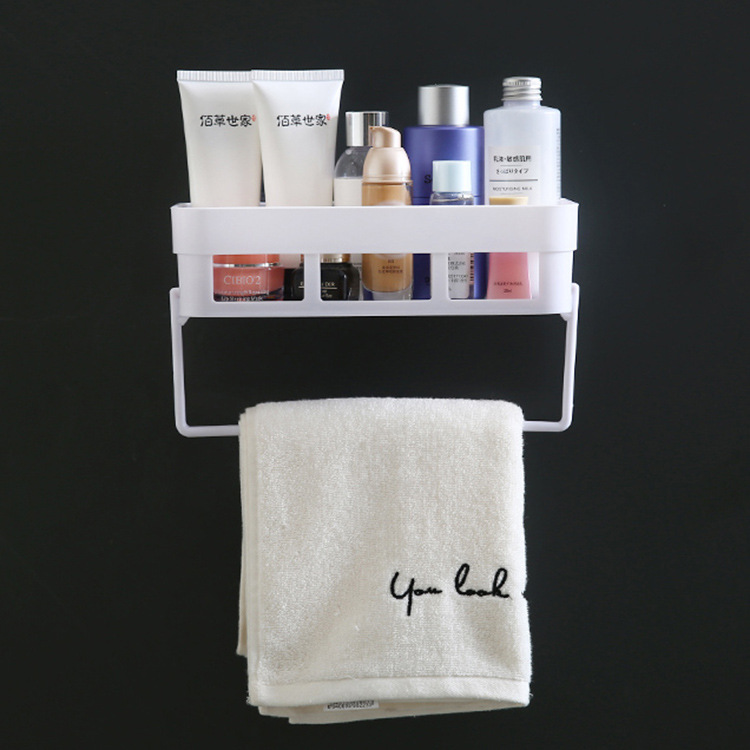 Bathroom Punch-Free Storage Rack Wall-Mounted Bathroom Storage Rack Wall-Mounted Storage Basket Kitchen Seamless Organizing Rack