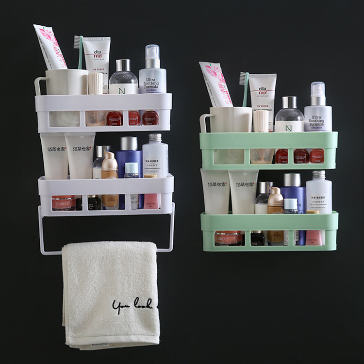 Bathroom Punch-Free Storage Rack Wall-Mounted Bathroom Storage Rack Wall-Mounted Storage Basket Kitchen Seamless Organizing Rack