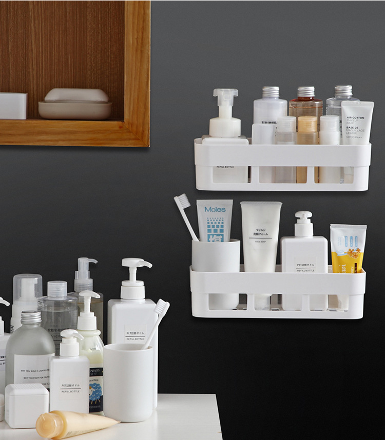 Bathroom Punch-Free Storage Rack Wall-Mounted Bathroom Storage Rack Wall-Mounted Storage Basket Kitchen Seamless Organizing Rack