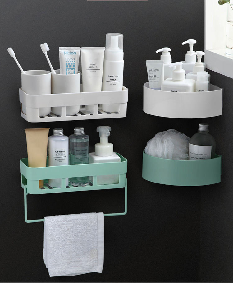 Bathroom Punch-Free Storage Rack Wall-Mounted Bathroom Storage Rack Wall-Mounted Storage Basket Kitchen Seamless Organizing Rack