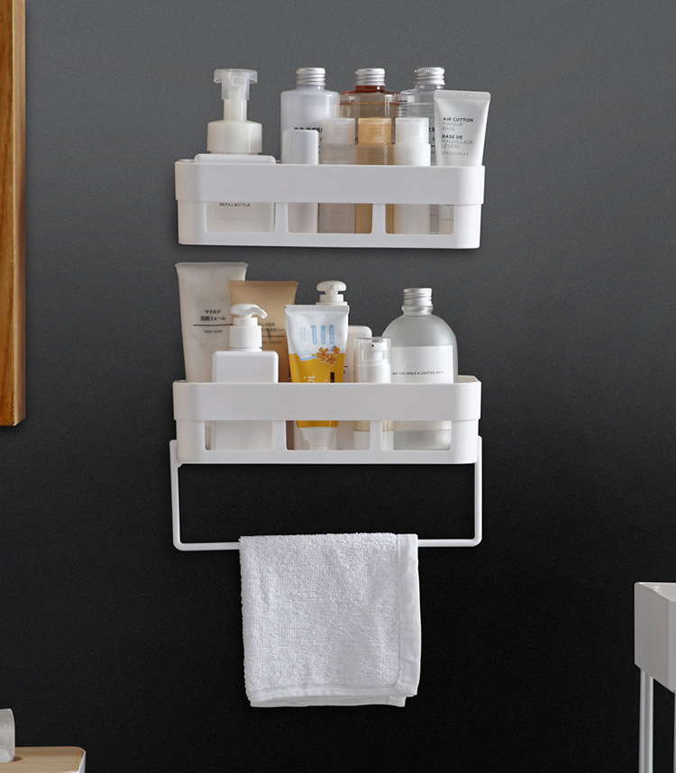 Bathroom Punch-Free Storage Rack Wall-Mounted Bathroom Storage Rack Wall-Mounted Storage Basket Kitchen Seamless Organizing Rack
