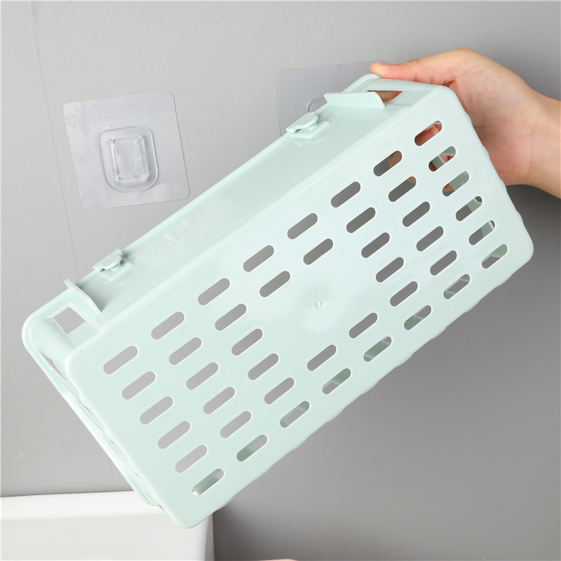 Plain Hollow-out Storage Rack Bathroom Punch-Free Non-Marking Storage Rack Bathroom Wall-Mounted Toiletries Storage Basket