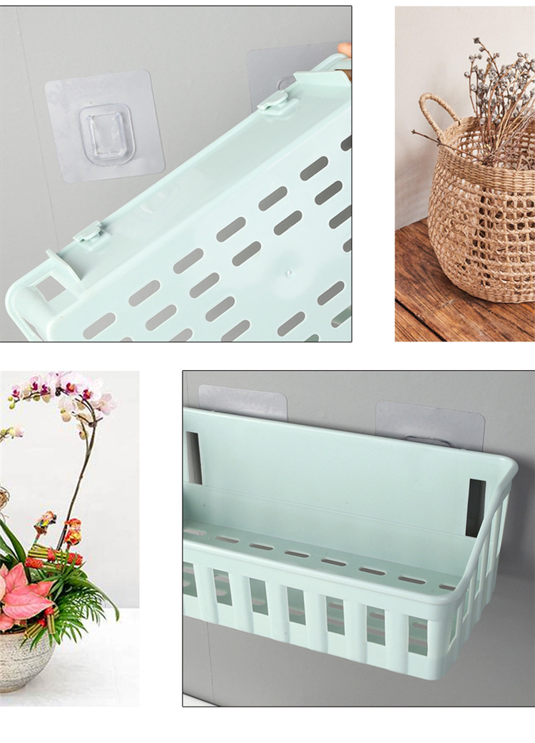 Plain Hollow-out Storage Rack Bathroom Punch-Free Non-Marking Storage Rack Bathroom Wall-Mounted Toiletries Storage Basket