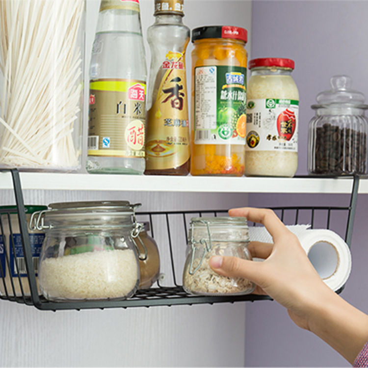 Kitchen Cabinet Lower Shelf Compartment Hanging Basket Storage Rack Wardrobe Storage Tiered Shelf Cabinet Rack Organizing Rack