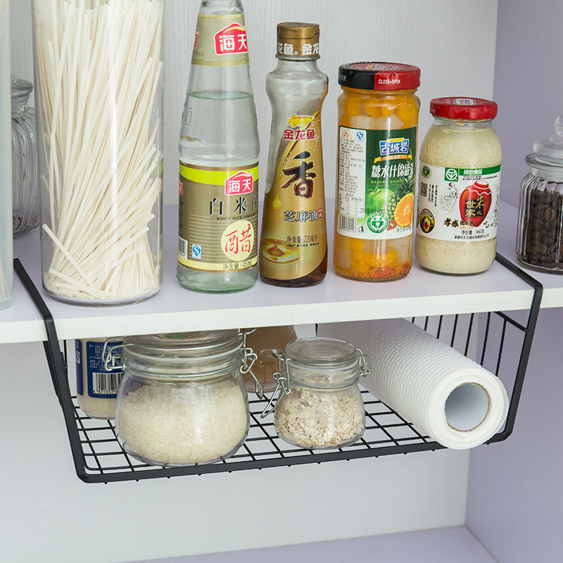 Kitchen Cabinet Lower Shelf Compartment Hanging Basket Storage Rack Wardrobe Storage Tiered Shelf Cabinet Rack Organizing Rack