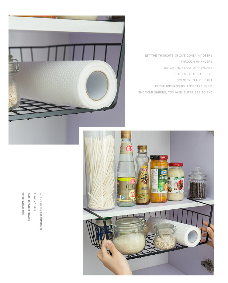 Kitchen Cabinet Lower Shelf Compartment Hanging Basket Storage Rack Wardrobe Storage Tiered Shelf Cabinet Rack Organizing Rack