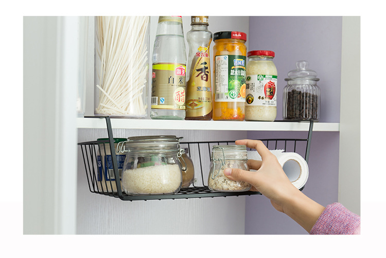Kitchen Cabinet Lower Shelf Compartment Hanging Basket Storage Rack Wardrobe Storage Tiered Shelf Cabinet Rack Organizing Rack