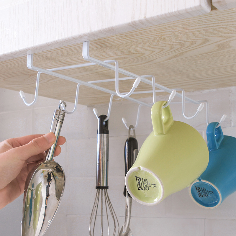Tie Yi cabinet nail - free - drill - free hanging rack wardrobe hanger kitchen creative storage rack small objects hook