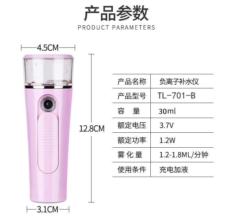 Handheld Portable Electric Nano Mist Sprayer Facial Vaporizer Facial Humidification Hand Mask Beauty Sprayer