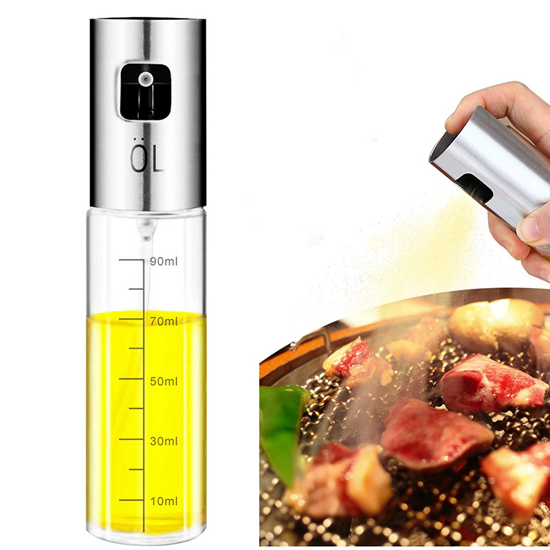 Baked oil bottle brush with graduated stainless steel spray bottle Funnel silicone oil sprayer set Oil Spraye