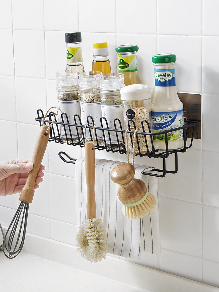 Kitchen Wrought Iron Hanging Basket, Storage Rack Draining Rack Sponge Dishcloth Rag Rack Multi-Purpose Storage Rack Hair Dryer Rack