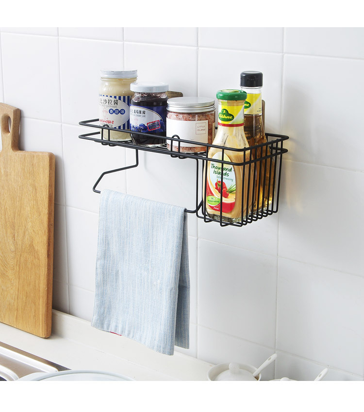 Kitchen Wrought Iron Hanging Basket, Storage Rack Draining Rack Sponge Dishcloth Rag Rack Multi-Purpose Storage Rack Hair Dryer Rack