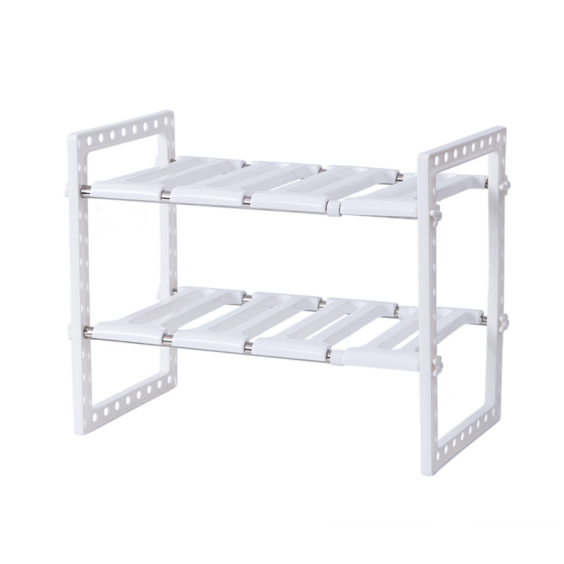 Kitchen Sink Rack Retractable Pot Rack Organizer Bathroom Floor Double-Layer Storage Rack Storage Rack