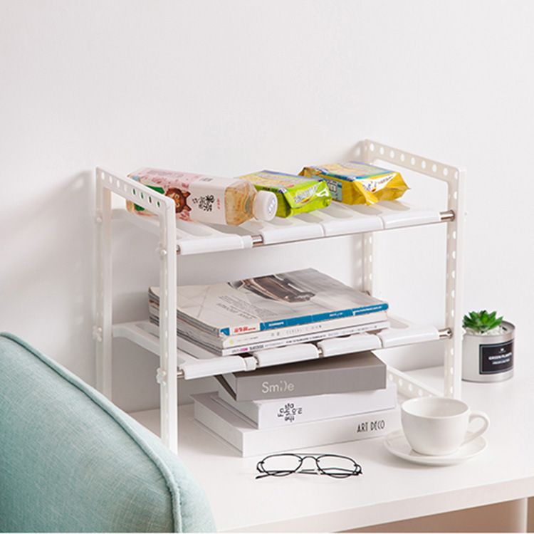 Kitchen Sink Rack Retractable Pot Rack Organizer Bathroom Floor Double-Layer Storage Rack Storage Rack