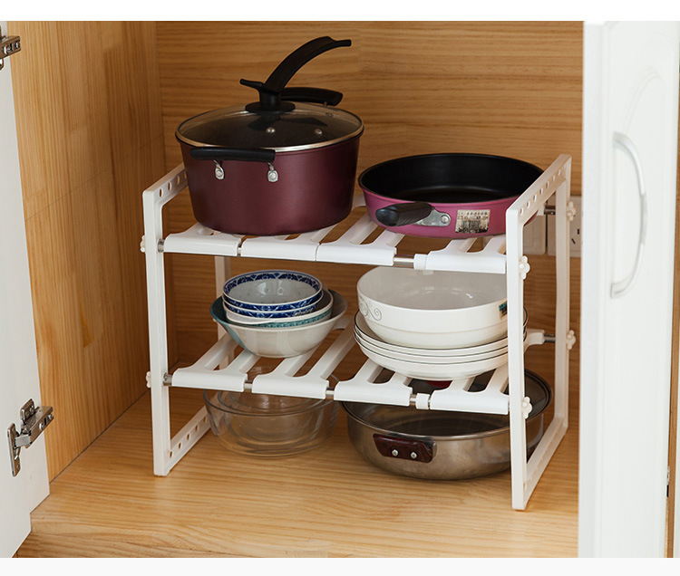 Kitchen Sink Rack Retractable Pot Rack Organizer Bathroom Floor Double-Layer Storage Rack Storage Rack Kitchen Sink Rack Retractable Pot Rack Organizer Bathroom Floor Double-Layer Storage Rack Storage Rack