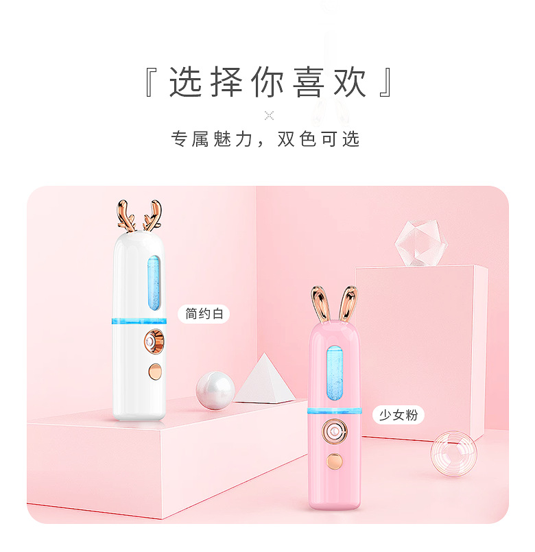 New Beauty Facial Steamer USB Charging Portable Nano Mist Sprayer Cute Atomizer Moisturizing Machine