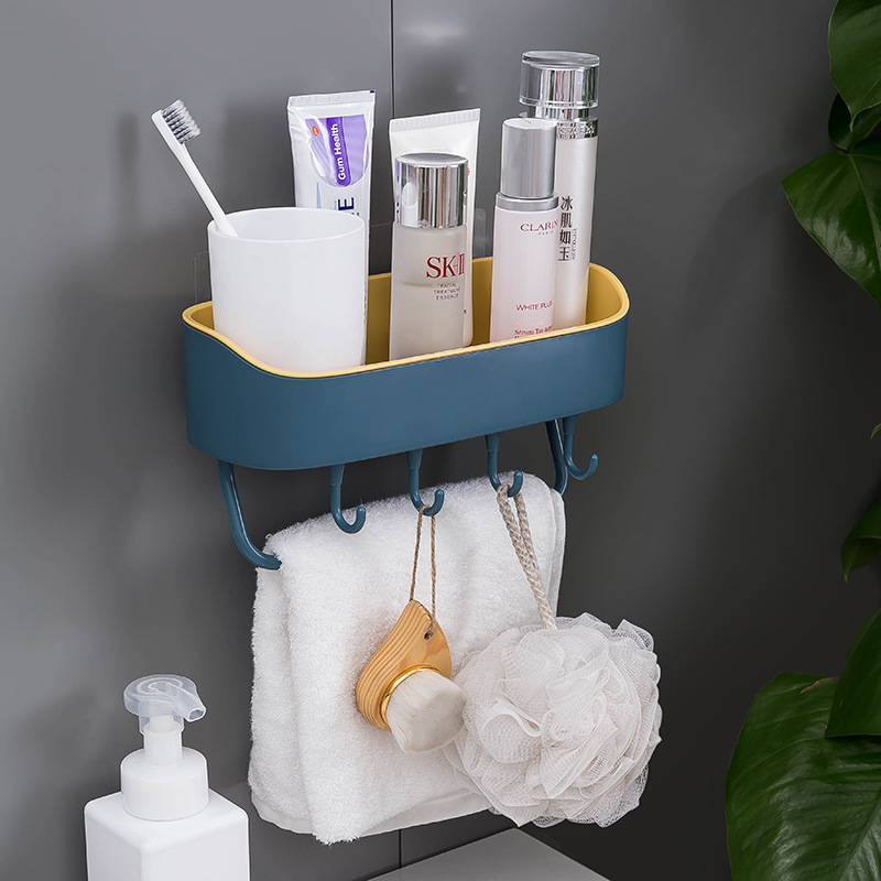 Simple Punch-Free Bathroom Wall-Mounted Storage Rack Bathroom Multi-Functional Kitchen Plastic Storage Rack
