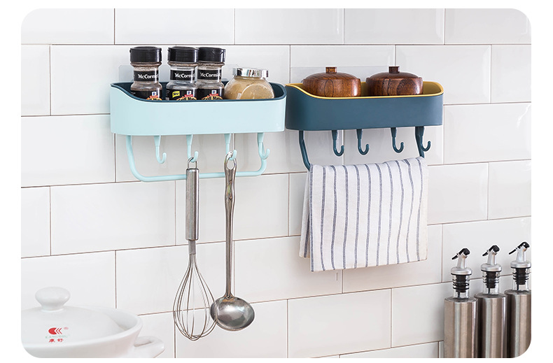 Simple Punch-Free Bathroom Wall-Mounted Storage Rack Bathroom Multi-Functional Kitchen Plastic Storage Rack