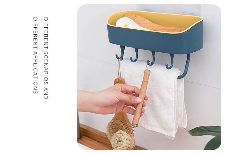Simple Punch-Free Bathroom Wall-Mounted Storage Rack Bathroom Multi-Functional Kitchen Plastic Storage Rack