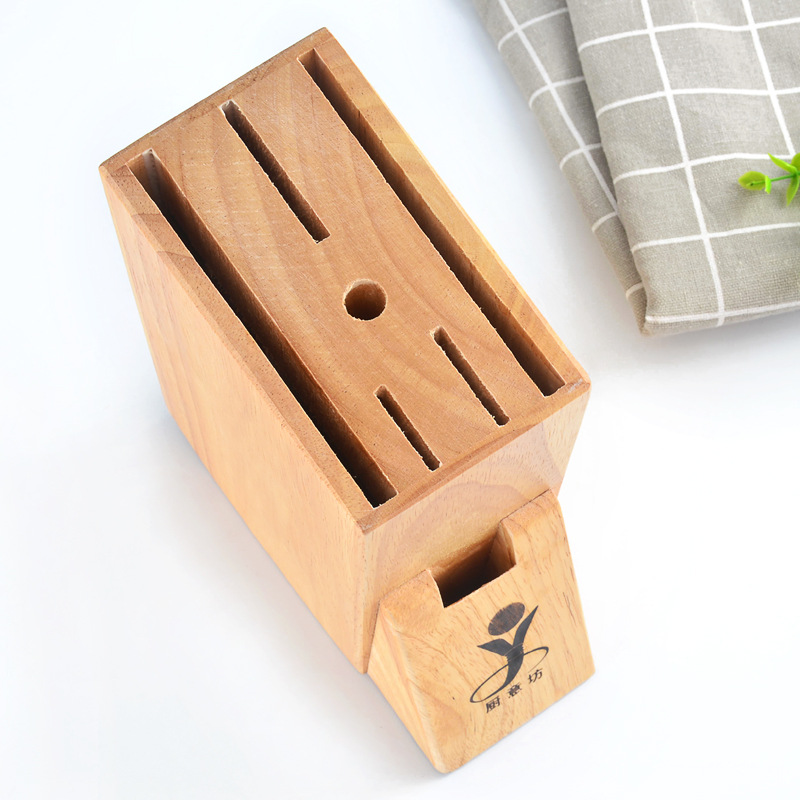 Solid Wood Knife Holder Household Rubber Wood Kitchen Knife Rack MultiFunctional Kitchen Knife Storage Rack Storage Rack