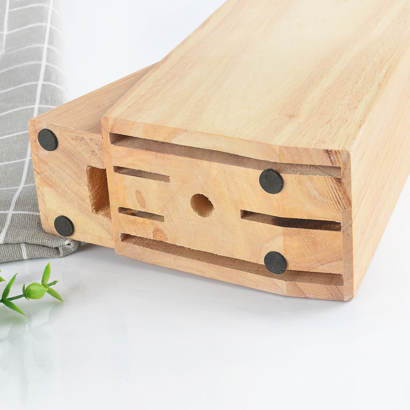 Solid Wood Knife Holder Household Rubber Wood Kitchen Knife Rack MultiFunctional Kitchen Knife Storage Rack Storage Rack
