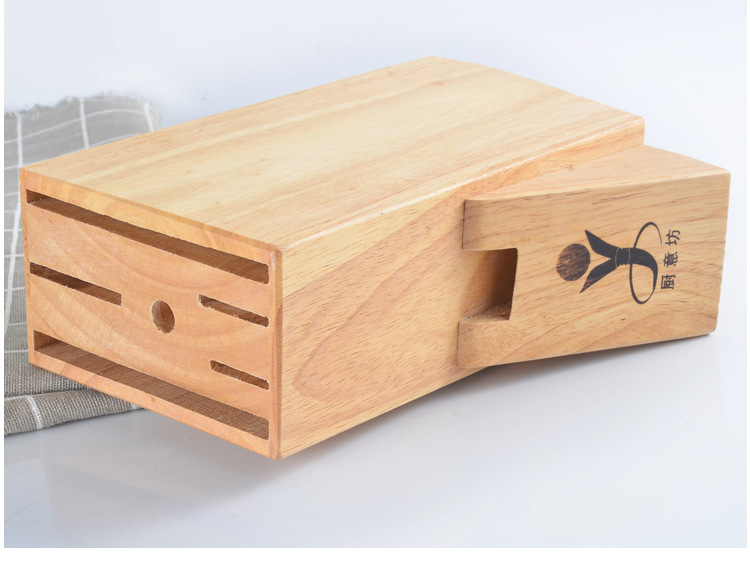 Solid Wood Knife Holder Household Rubber Wood Kitchen Knife Rack MultiFunctional Kitchen Knife Storage Rack Storage Rack