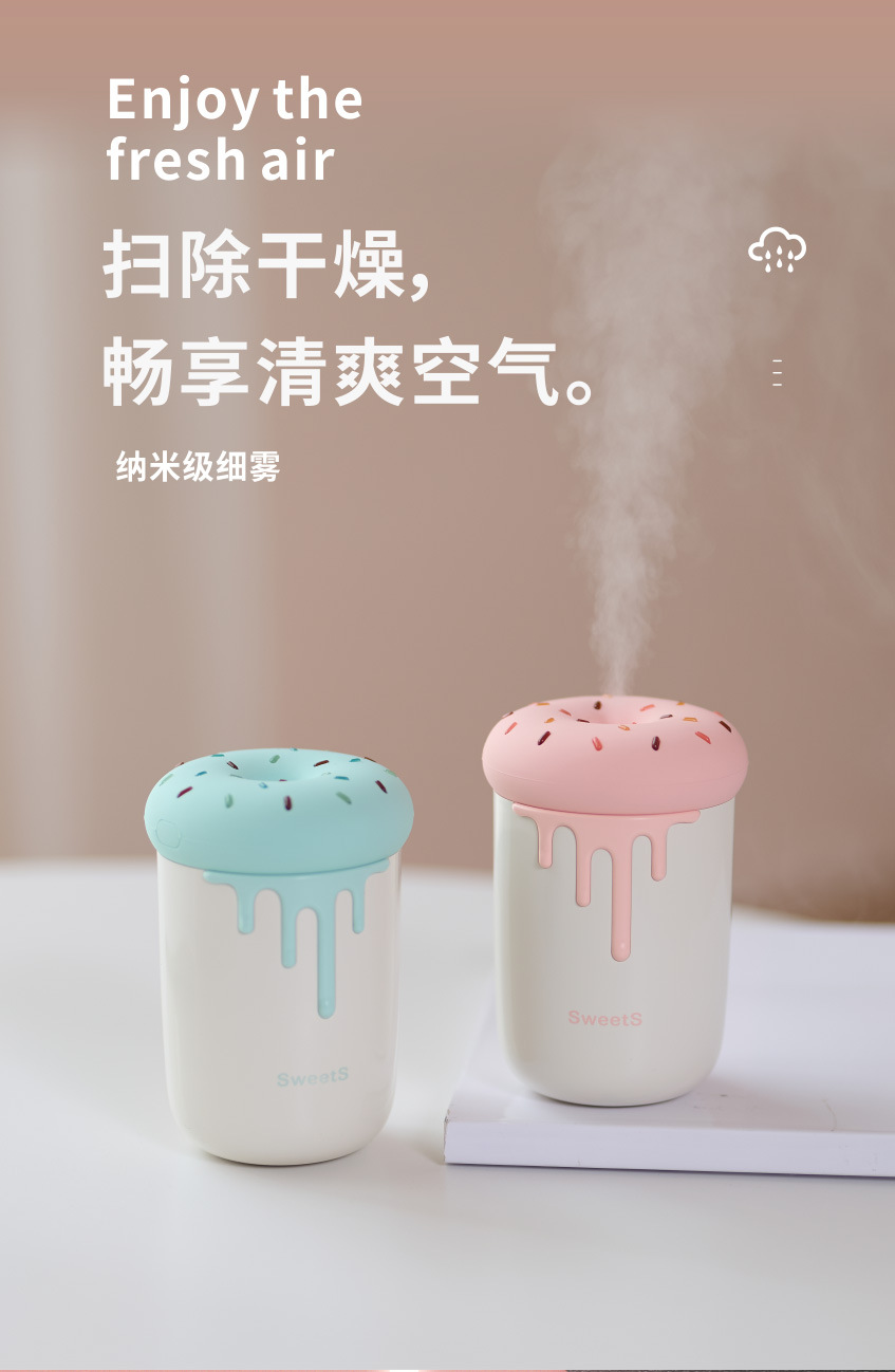New Mini Sweetheart Humidifier Large Spray USB Home Car Hydrating Sprayer Night Light Gift