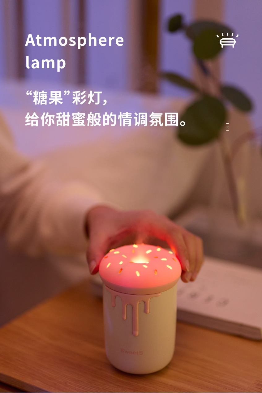 New Mini Sweetheart Humidifier Large Spray USB Home Car Hydrating Sprayer Night Light Gift