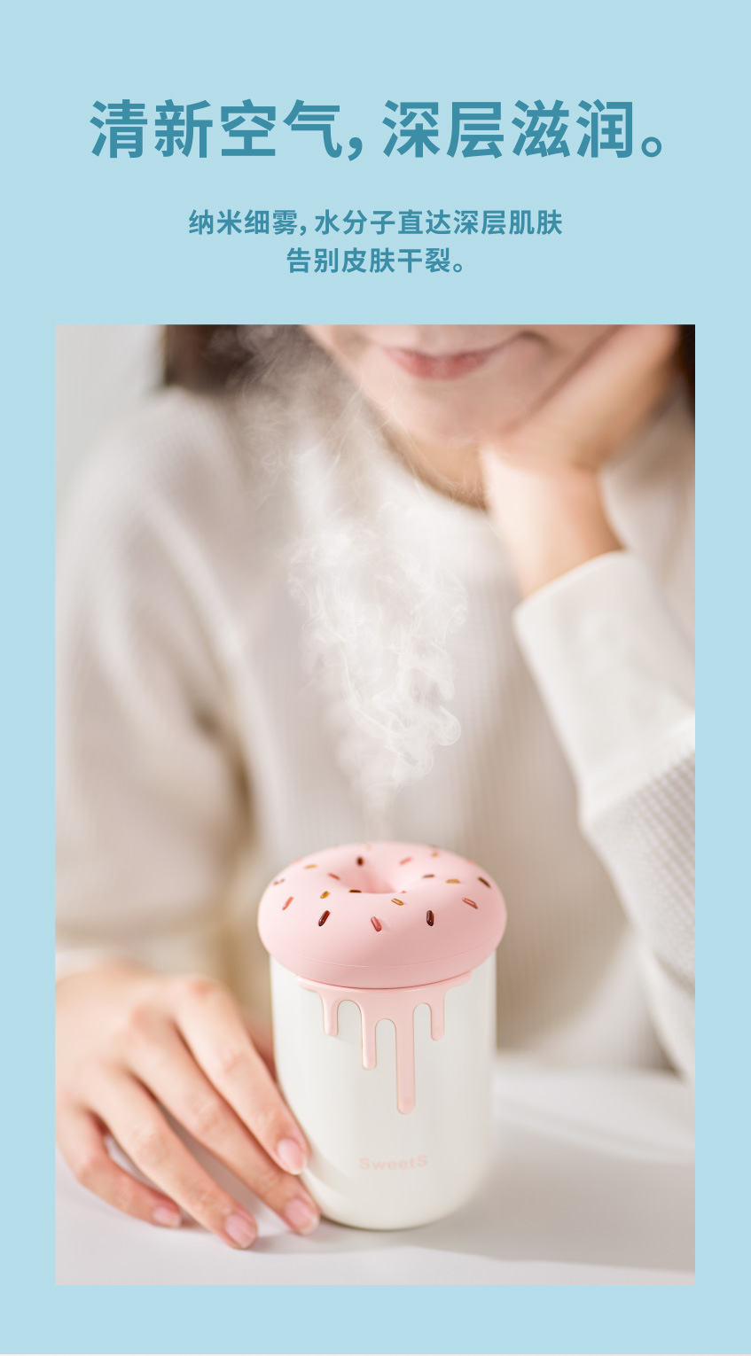 New Mini Sweetheart Humidifier Large Spray USB Home Car Hydrating Sprayer Night Light Gift