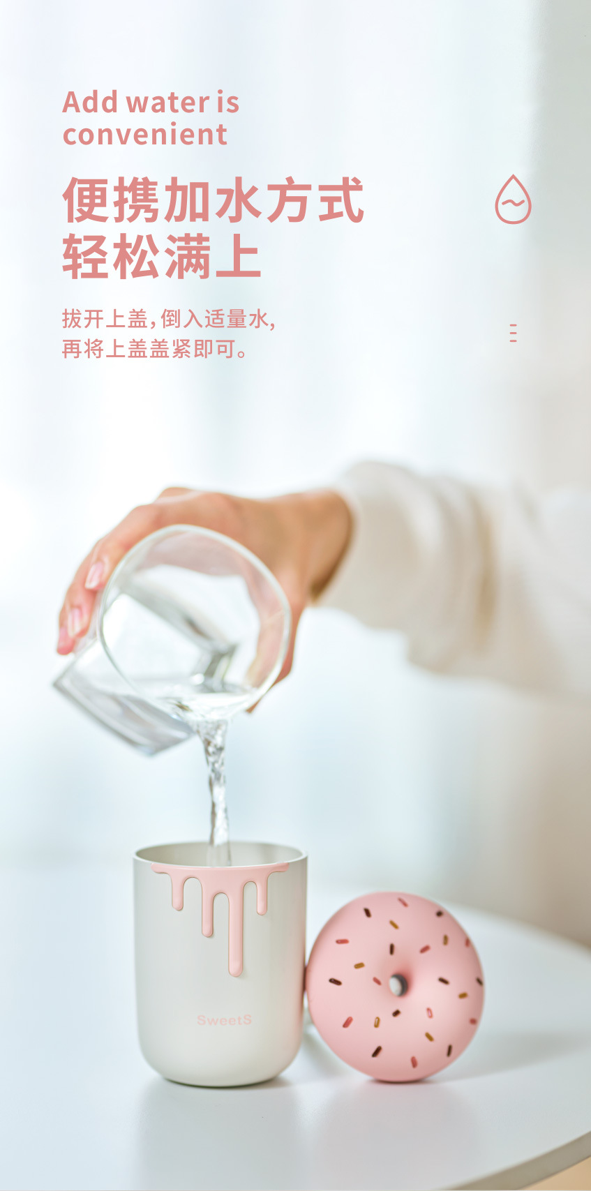 New Mini Sweetheart Humidifier Large Spray USB Home Car Hydrating Sprayer Night Light Gift