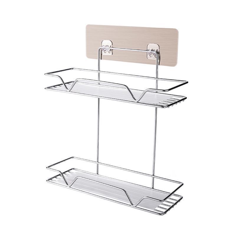 Punch-Free Storage Rack Bathroom Storage Rack Multifunctional Paste Type Double Storage Organizer