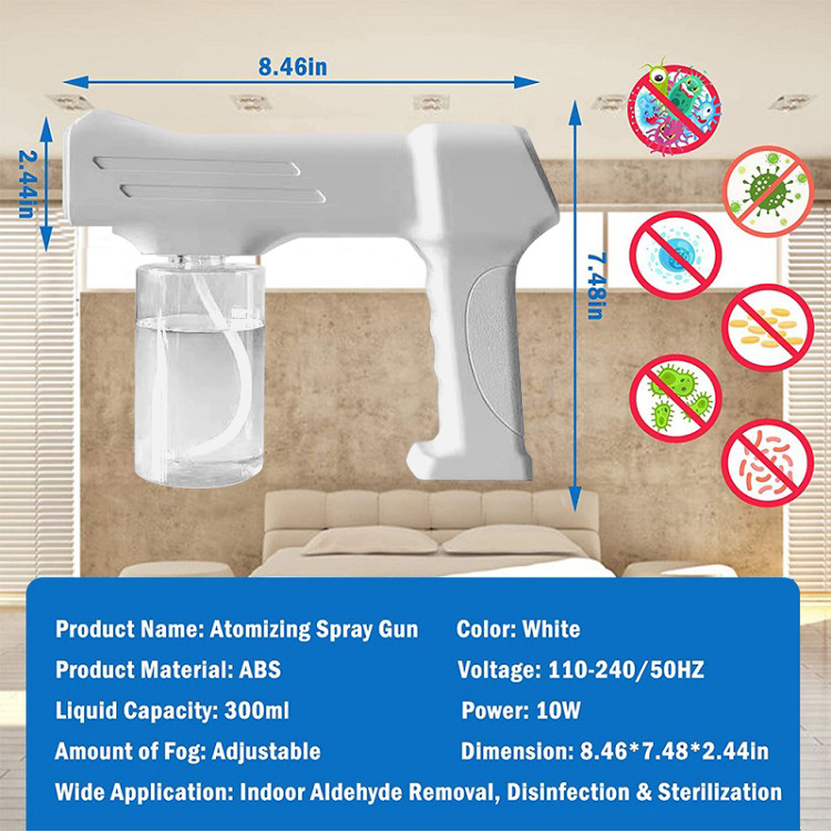 T05 Disinfection Atomization Alcohol Spray Blue Light Disinfection Epidemic Handheld Portable Electronic Wireless Alcohol Sprayer T05 Disinfection Atomization Alcohol Spray Blue Light Disinfection Epidemic Handheld Portable Electronic Wireless Alcohol Sprayer