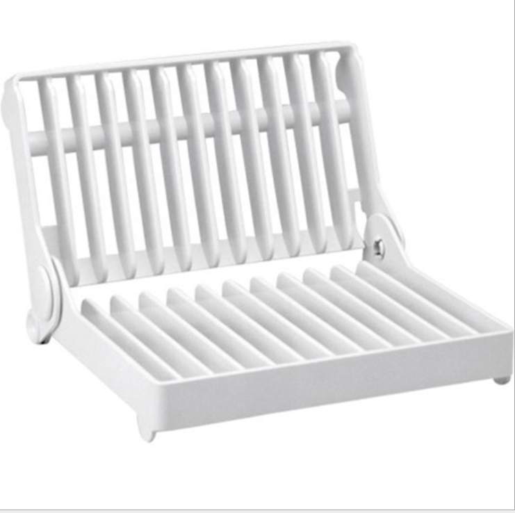 Kitchen Dish Storage Rack Plastic Folding Plate Shelf Storage Rack Draining Rack Bowls and Plates Shelf Single Layer