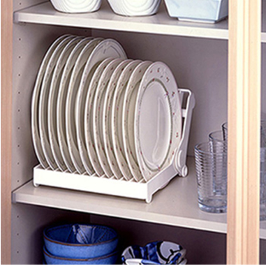 Kitchen Dish Storage Rack Plastic Folding Plate Shelf Storage Rack Draining Rack Bowls and Plates Shelf Single Layer