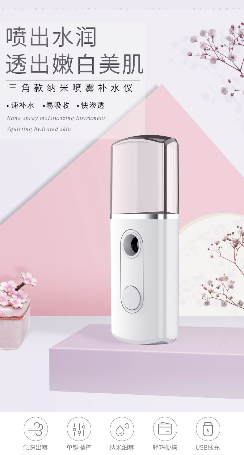 New Water Replenishing Instrument USB Charging Nanometer Sprayer Facial Beauty Apparatus Handheld Portable Humidifier