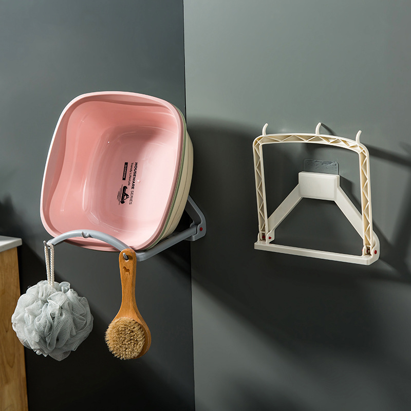 Automatic Rebound Washstand Bathroom Strong Non-Marking Viscose Hanger Bathroom Wall Hanging Washbasin Storage Rack