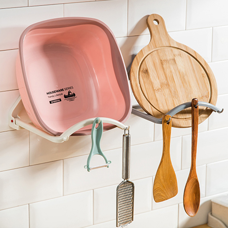 Automatic Rebound Washstand Bathroom Strong Non-Marking Viscose Hanger Bathroom Wall Hanging Washbasin Storage Rack