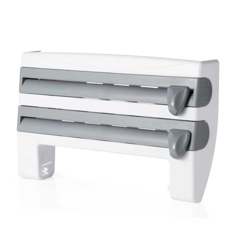 Kitchen Clingfilm storage Rack with Cutter Aluminum Foil Grill paper Storage rack Tissue rack