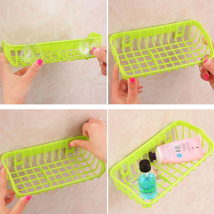 Kitchen and Bathroom Storage Rack Sink Storage Double Suction-Type Rack Sponge Shelf Storage Basket Storage Rack Draining Rack