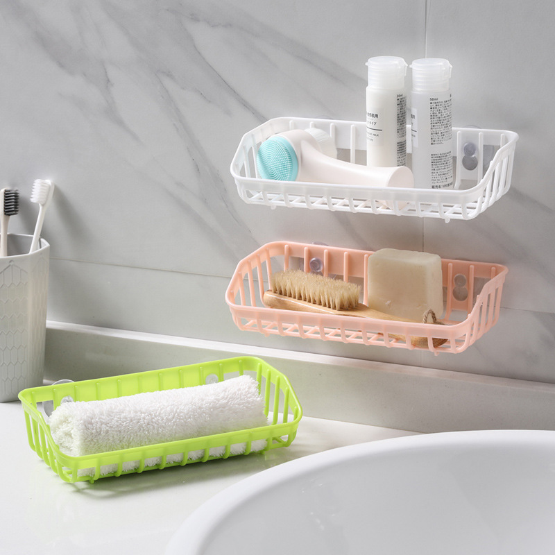 Kitchen and Bathroom Storage Rack Sink Storage Double Suction-Type Rack Sponge Shelf Storage Basket Storage Rack Draining Rack