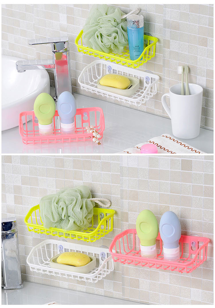 Kitchen and Bathroom Storage Rack Sink Storage Double Suction-Type Rack Sponge Shelf Storage Basket Storage Rack Draining Rack