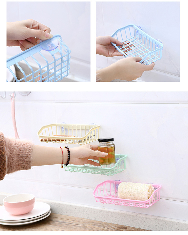 Kitchen and Bathroom Storage Rack Sink Storage Double Suction-Type Rack Sponge Shelf Storage Basket Storage Rack Draining Rack