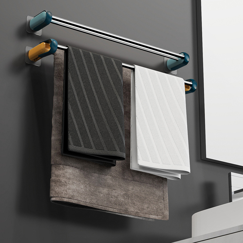 Punch Free Towel Rack Bathroom Towel Rack Hook Bathroom Hanger Single Rod Towel Bar Toilet Wall Hanging Storage Rack