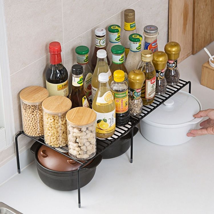 Multifunctional Retractable Iron Kitchen Storage Rack Sink Cupboard Dish Rack Seasoning Rack Kitchenware Storage Rack